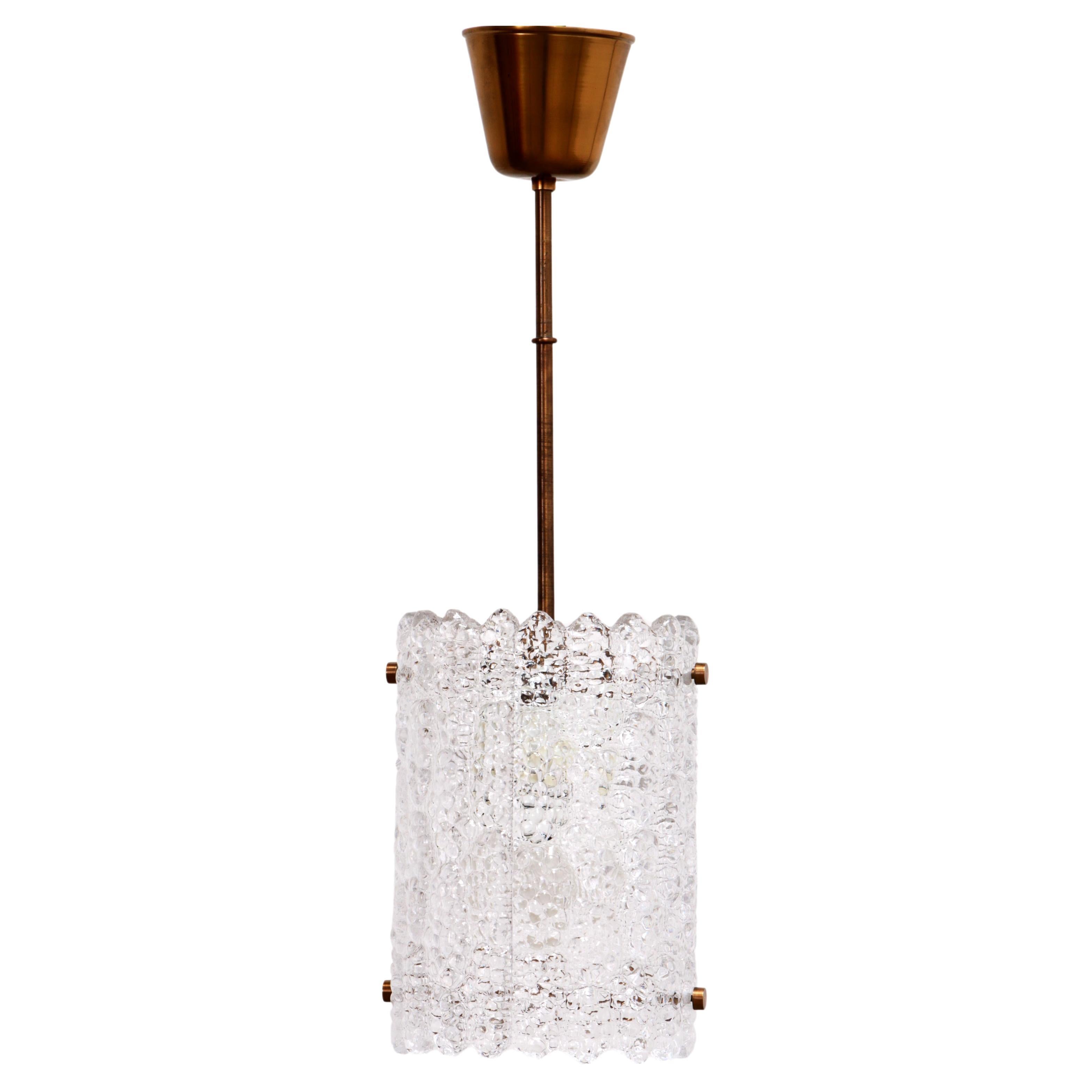 Brass and glass hanging lamp by Carl Fagerlund for Orrefors, Sweden