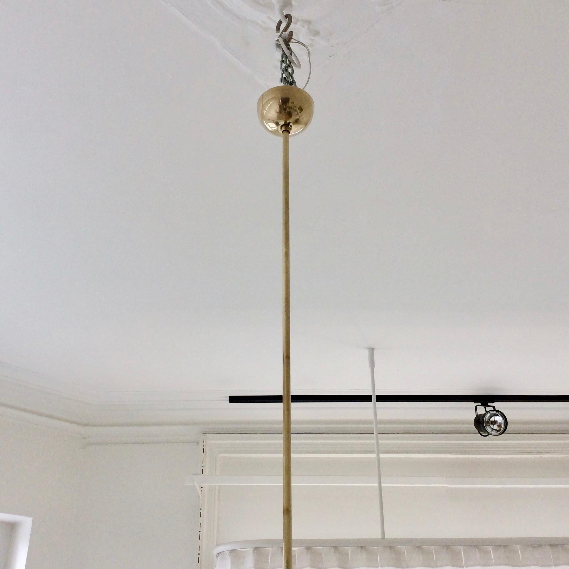 Italian Hanging Lamp, Brass And Frosted Glass, circa 1950 3