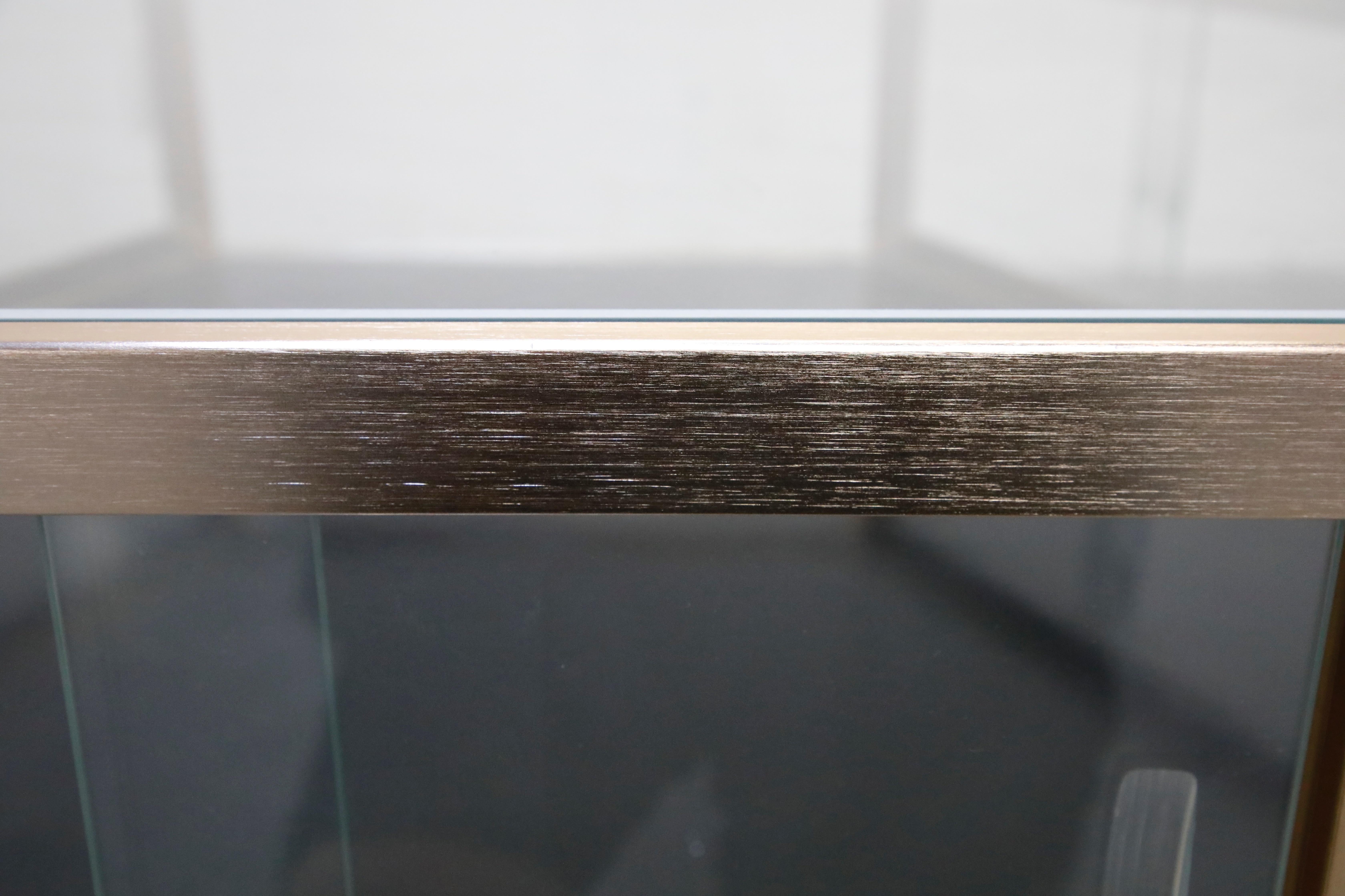 Brass and Glass Hexagonal Display Showcase Center Table, circa 1970s 4