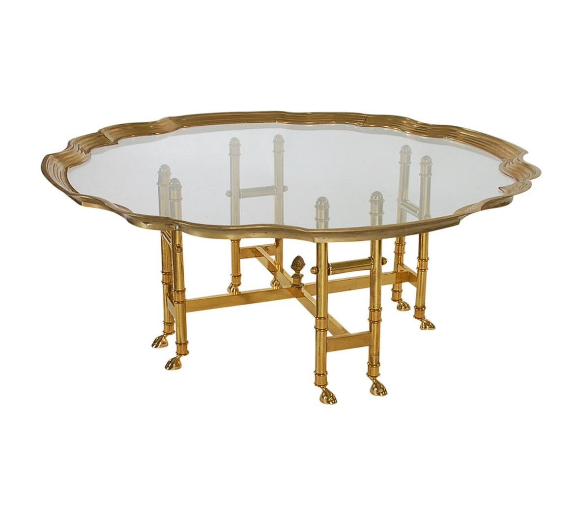 Italian Brass and Glass Hollywood Regency Tray Cocktail Table after Labarge