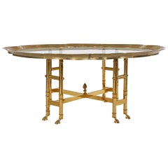 Brass and Glass Hollywood Regency Tray Cocktail Table after Labarge