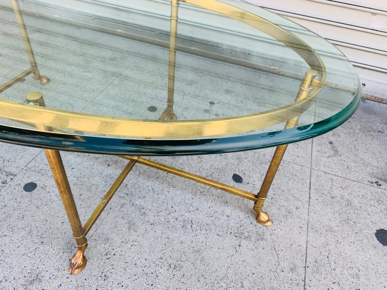 Brass and Glass Hooved Feet Coffee Table by La Barge 5