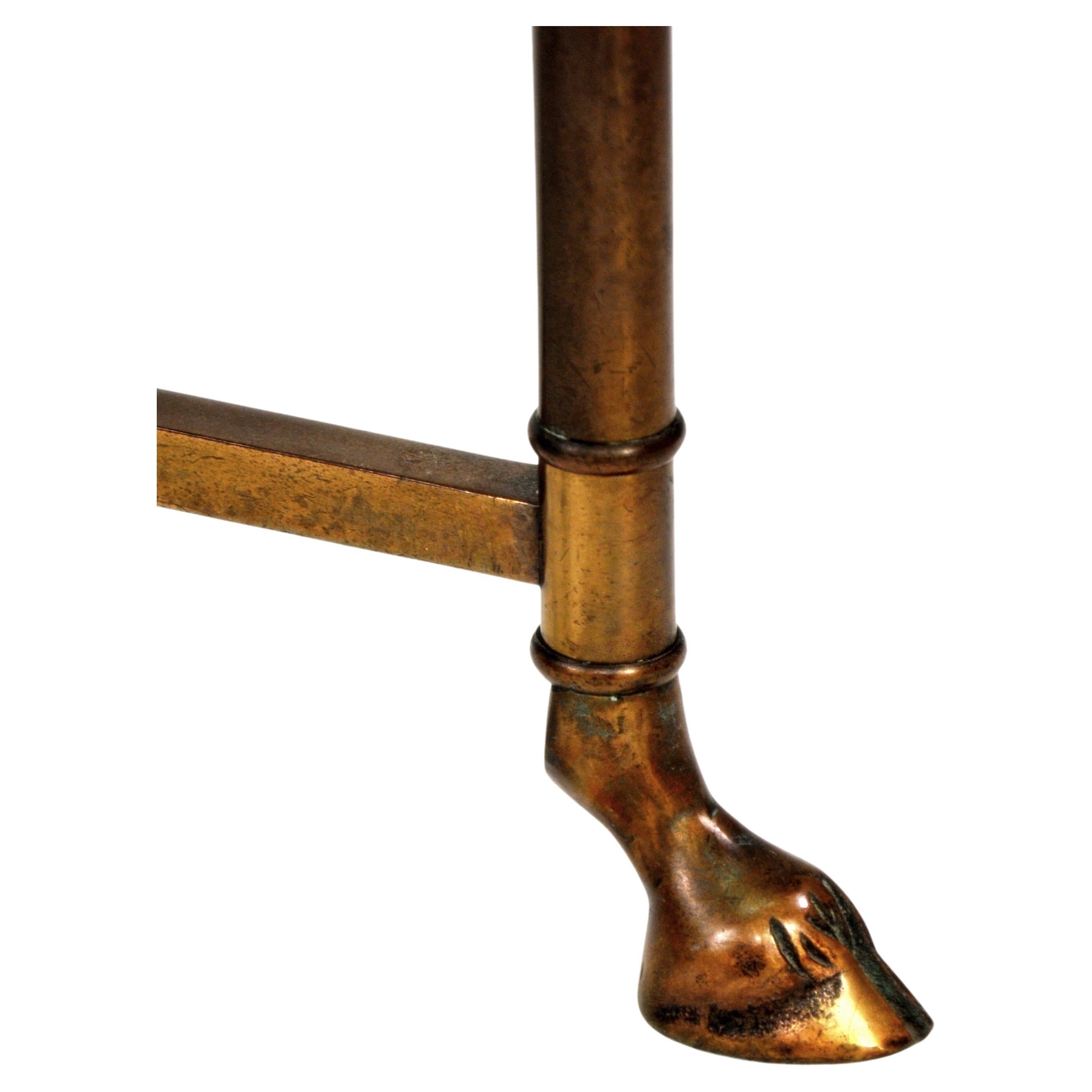 Brass and Glass Hooved Feet Coffee Table by La Barge at 1stDibs