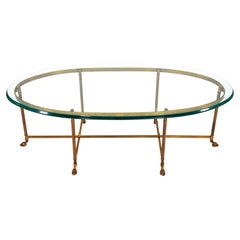 Brass and Glass Hooved Feet Coffee Table by La Barge