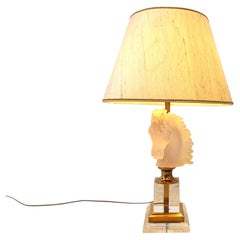 Brass and glass Horse Head Table Lamp, 1970s France