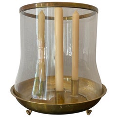 Brass and Glass Hurricane Candleholder