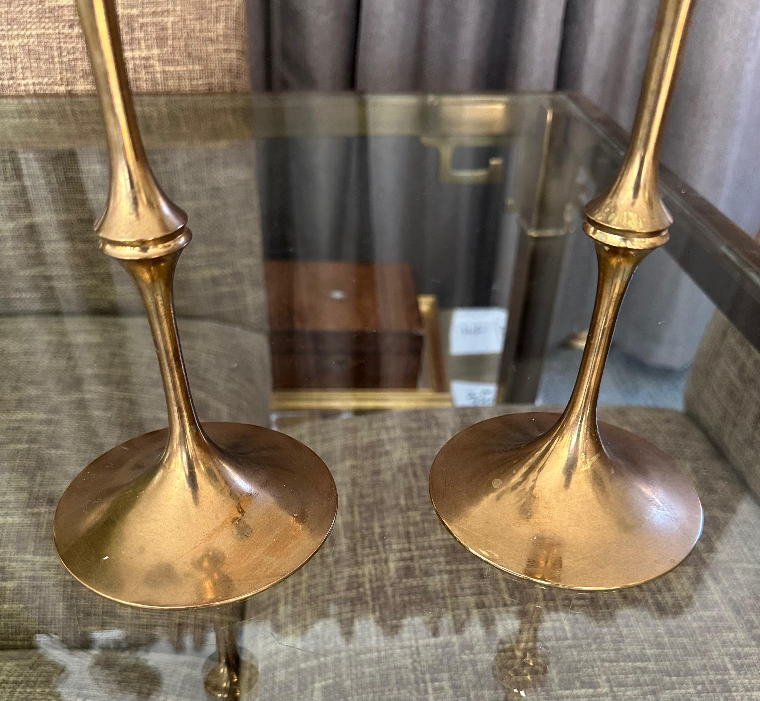 Brass and Glass Hurricane Candles Holders by Bijørn Wiinblad For Sale 9