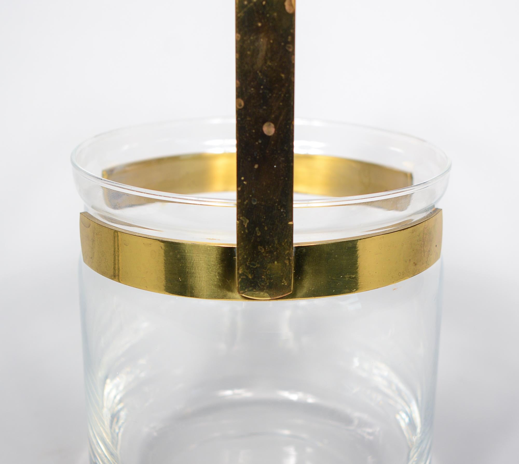 Late 20th Century Italian Brass and Glass Ice Bucket For Sale