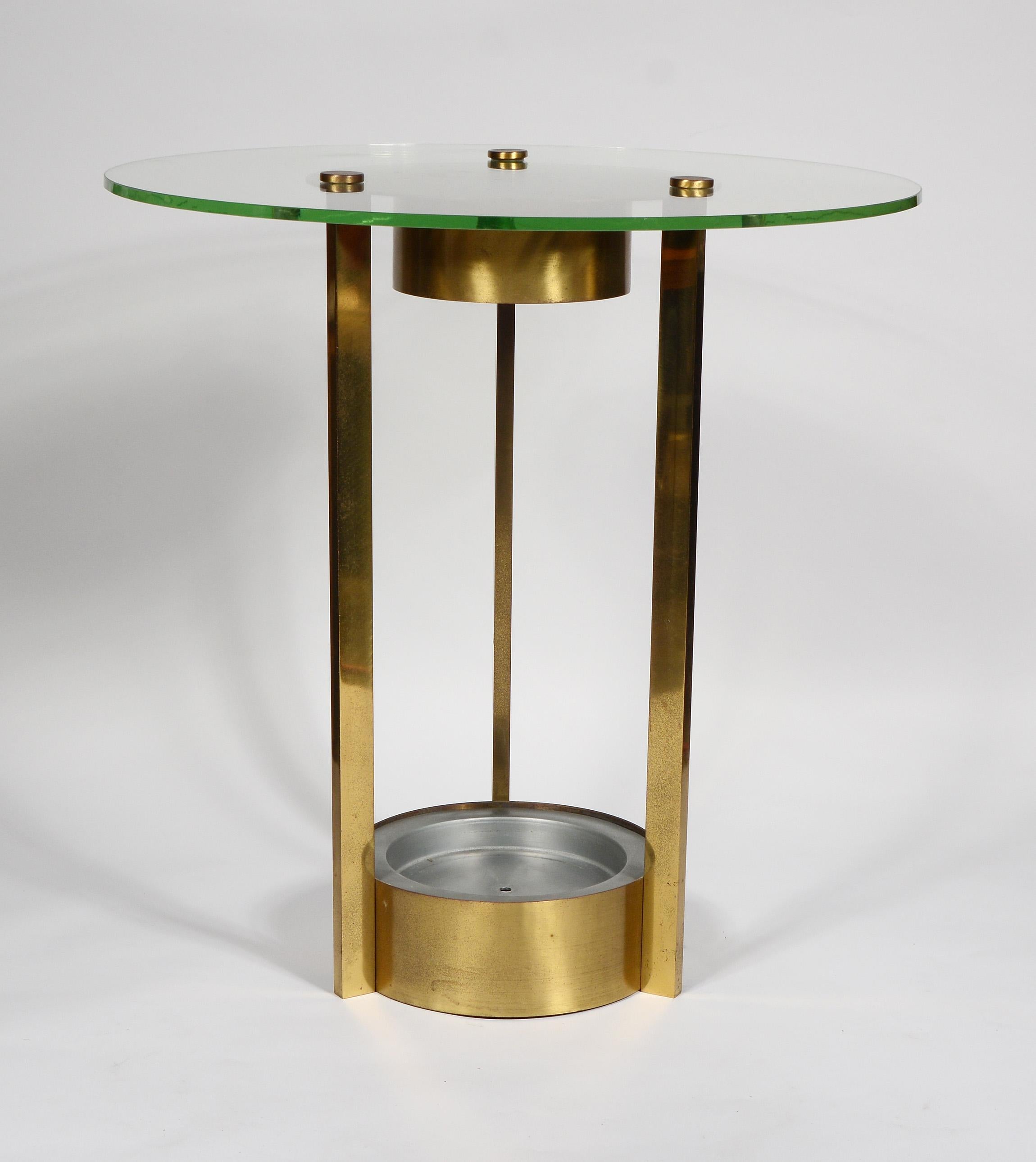 American Brass and Glass Illuminated Art Deco Side Table Attributed to Dorothy Thorpe For Sale