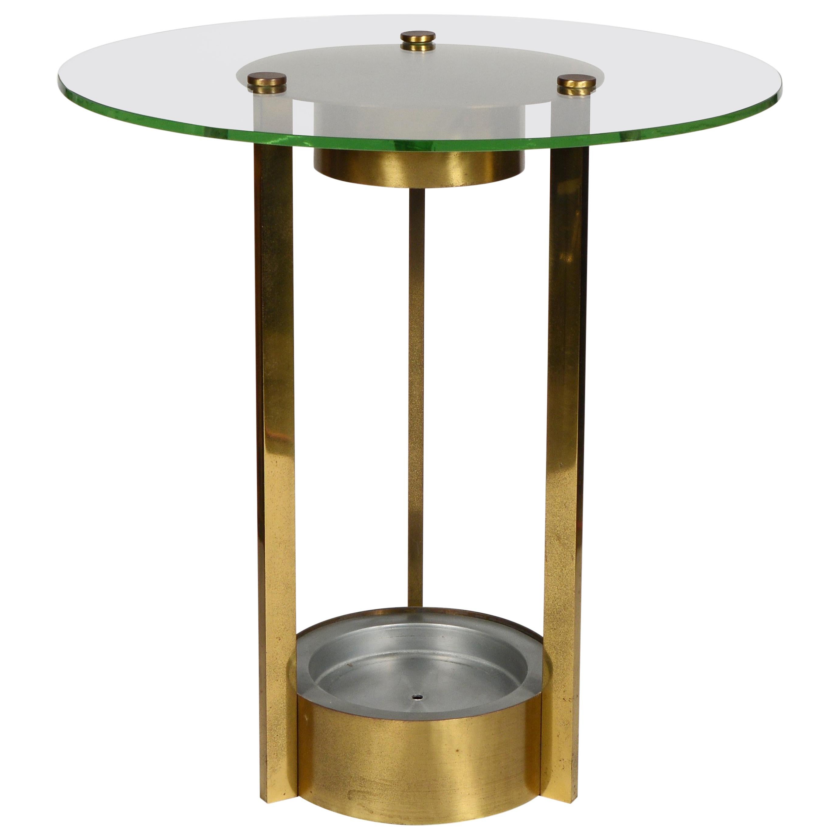 Brass and Glass Illuminated Art Deco Side Table Attributed to Dorothy Thorpe
