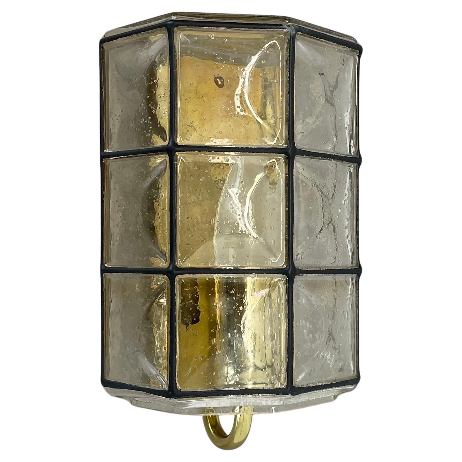 Brass and glass "Iron Rings" Wall Light by Glashütte Limburg, Germany, 1970s