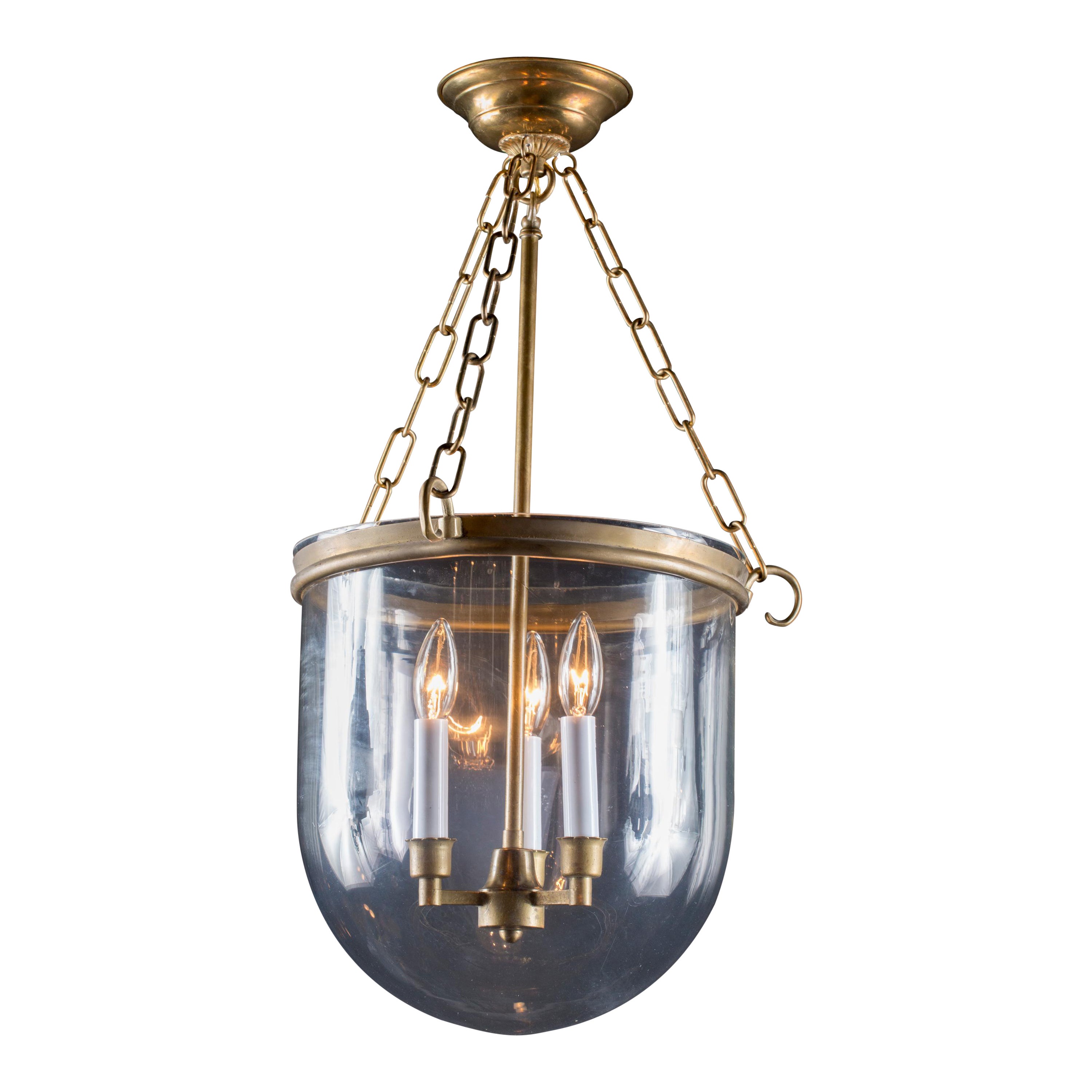 Brass and Glass Italian Bell Lantern, Mid 20th Century