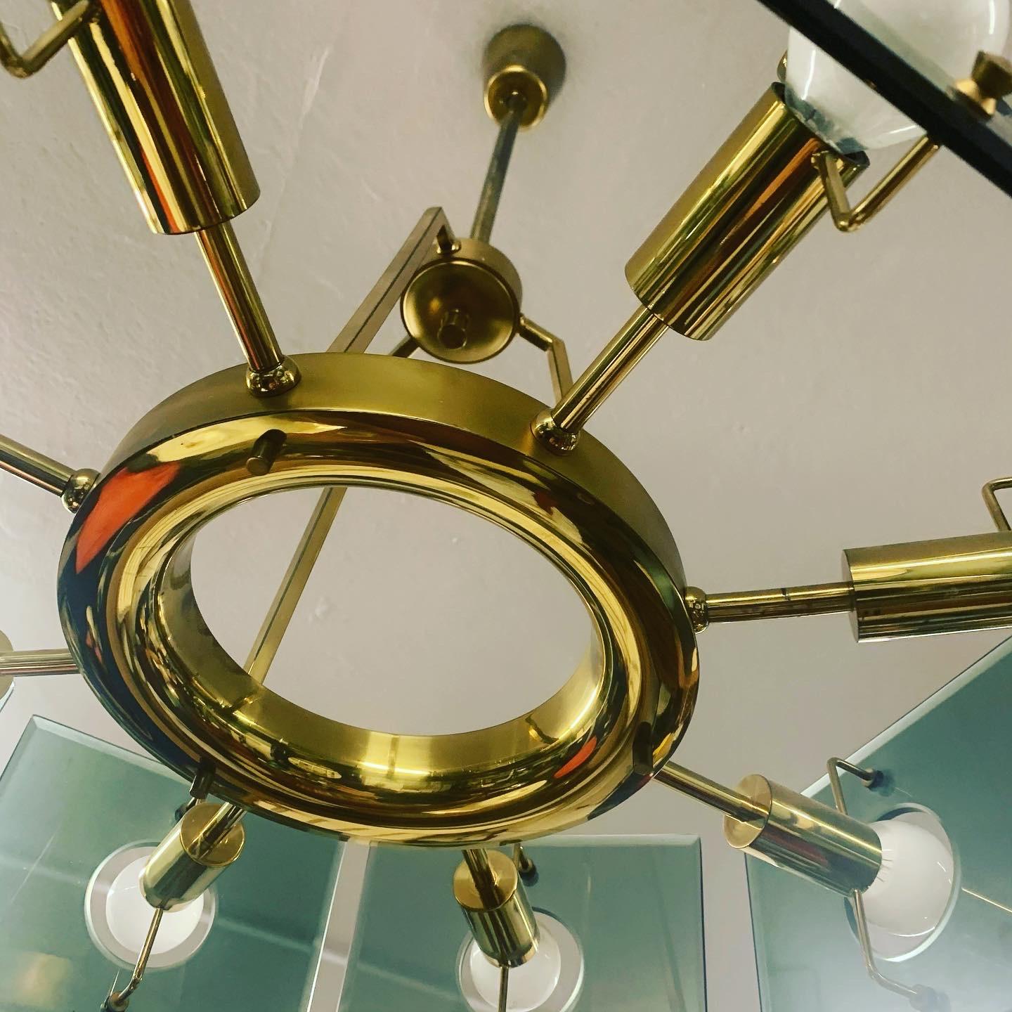 Brass and Glass Italian Chandelier by Gino Paroldo for Dino Dei, 1950s In Good Condition For Sale In Milano, IT