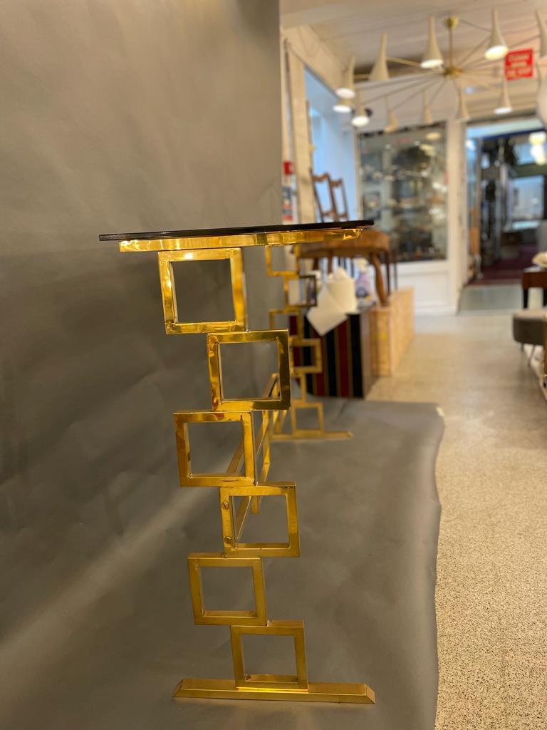 Brass and Glass Italian Console, circa 1980s For Sale 7