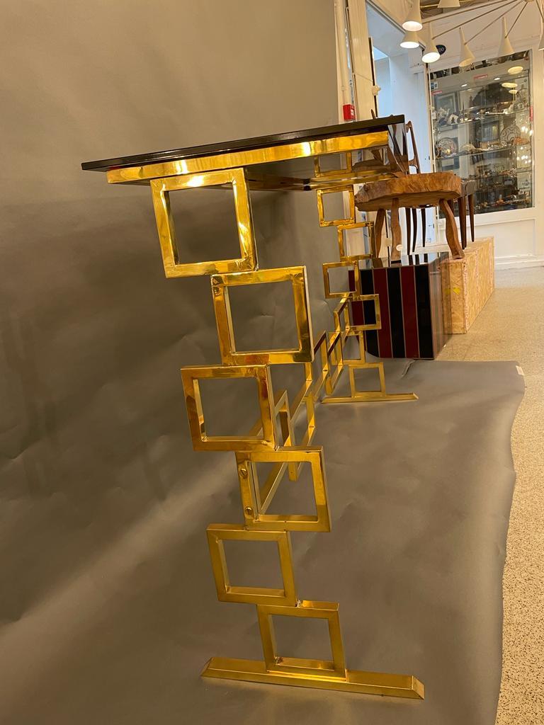 Brass and Glass Italian Console, circa 1980s For Sale 9