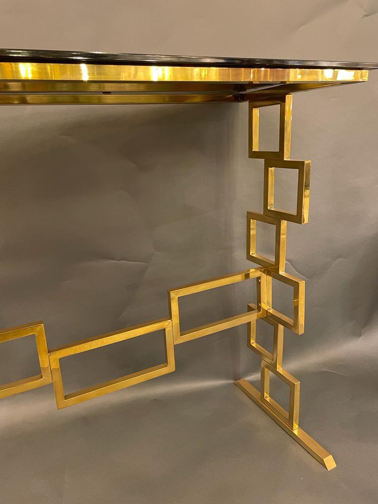 Brass and Glass Italian Console, circa 1980s For Sale 10