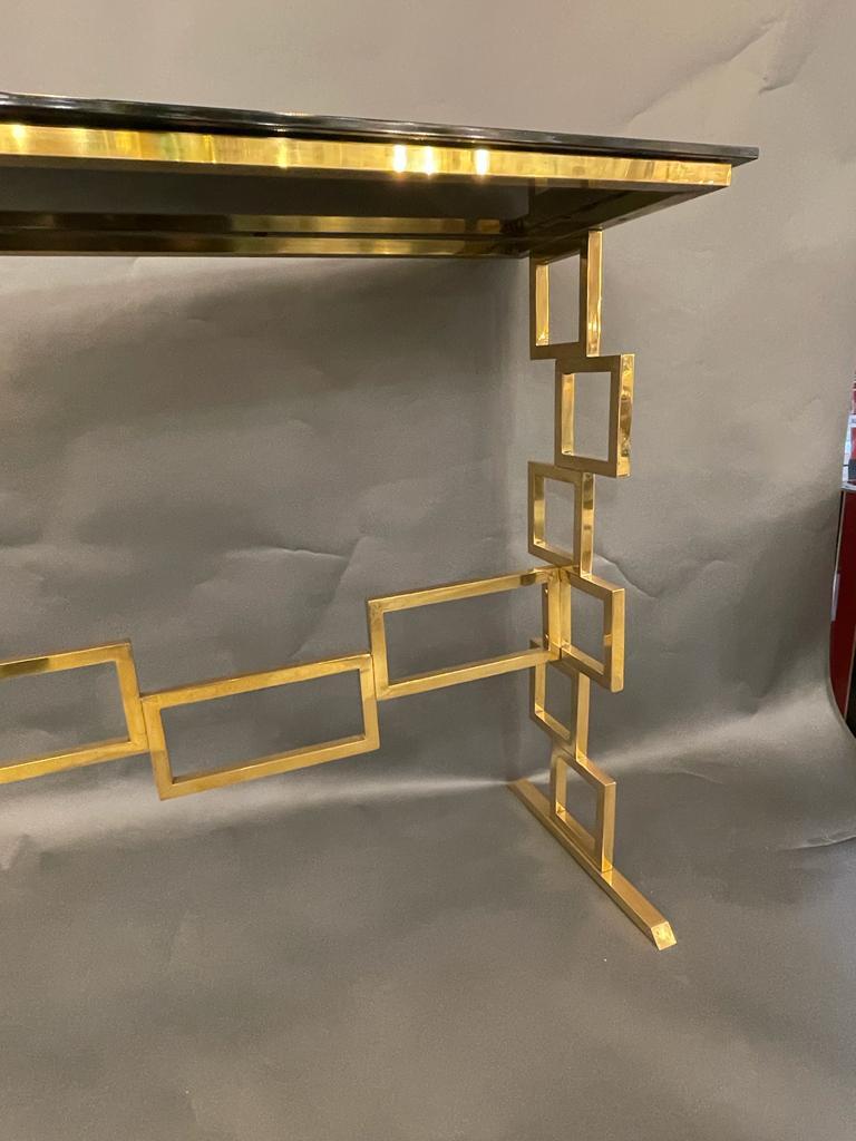 Brass and Glass Italian Console, circa 1980s For Sale 12