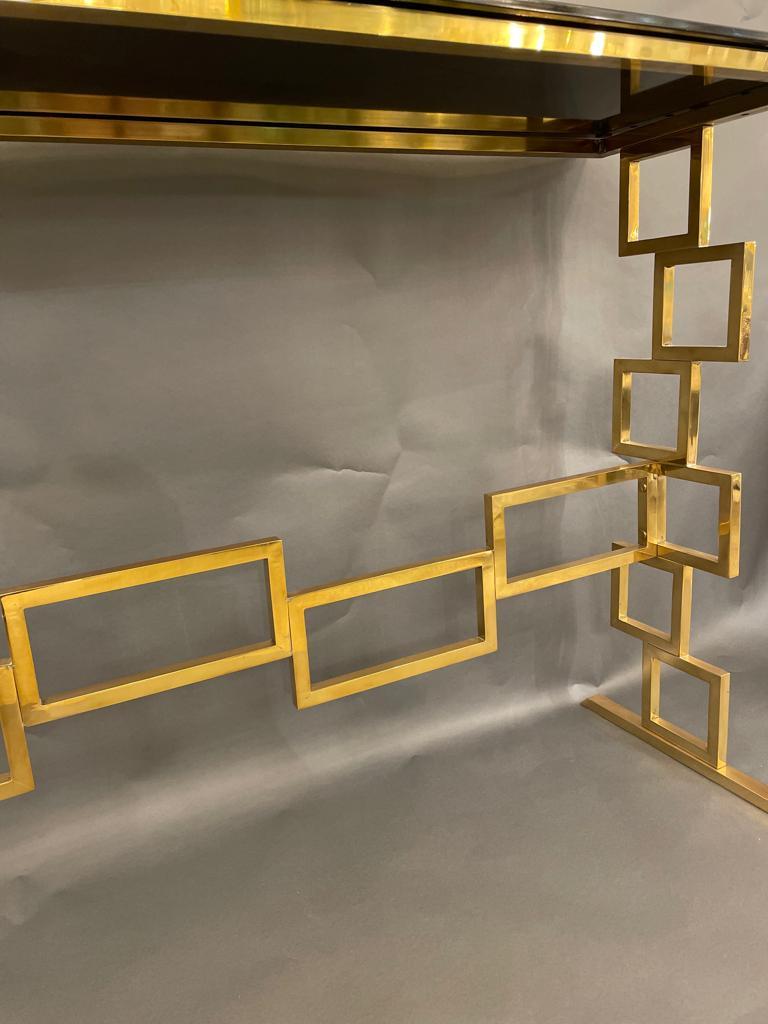 Late 20th Century Brass and Glass Italian Console, circa 1980s For Sale