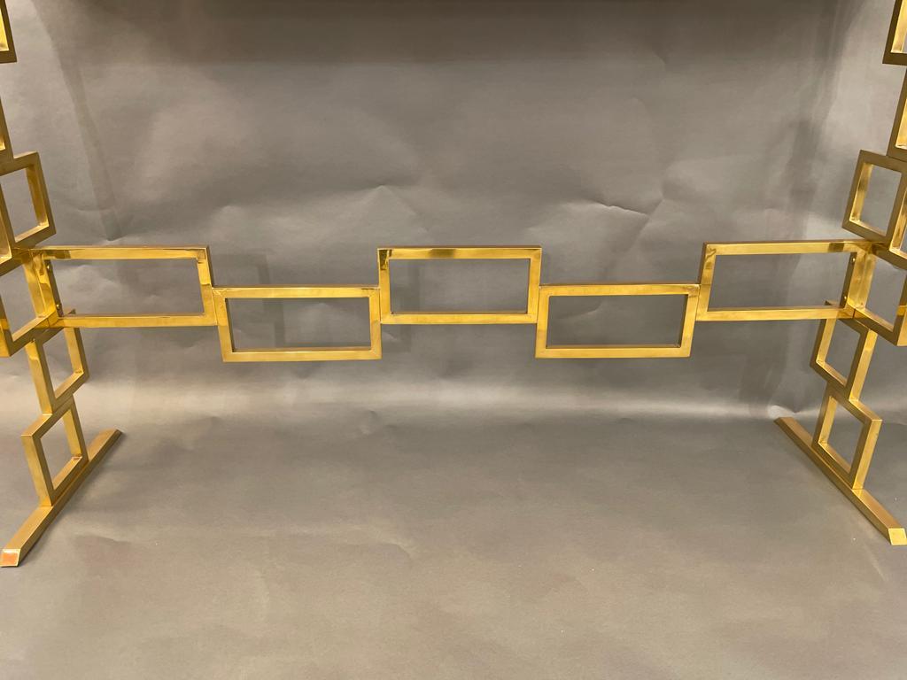 Brass and Glass Italian Console, circa 1980s For Sale 1