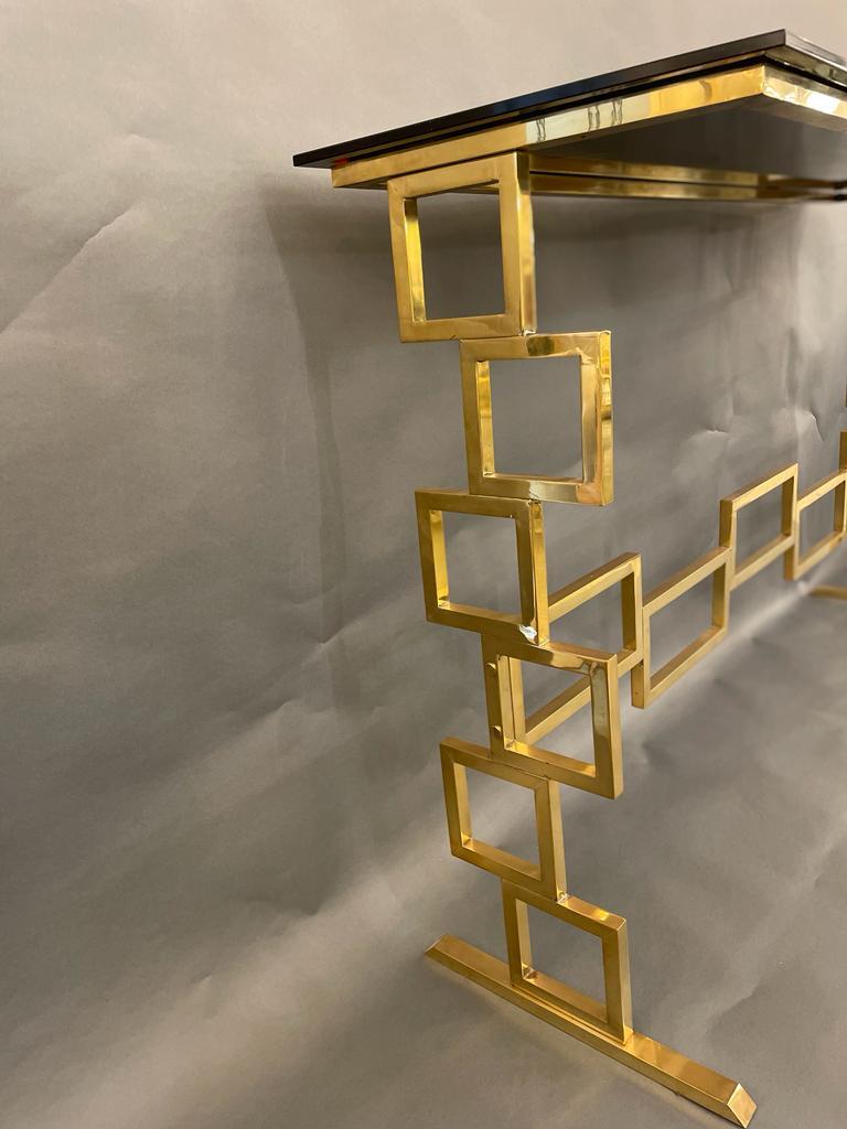 Brass and Glass Italian Console, circa 1980s For Sale 2