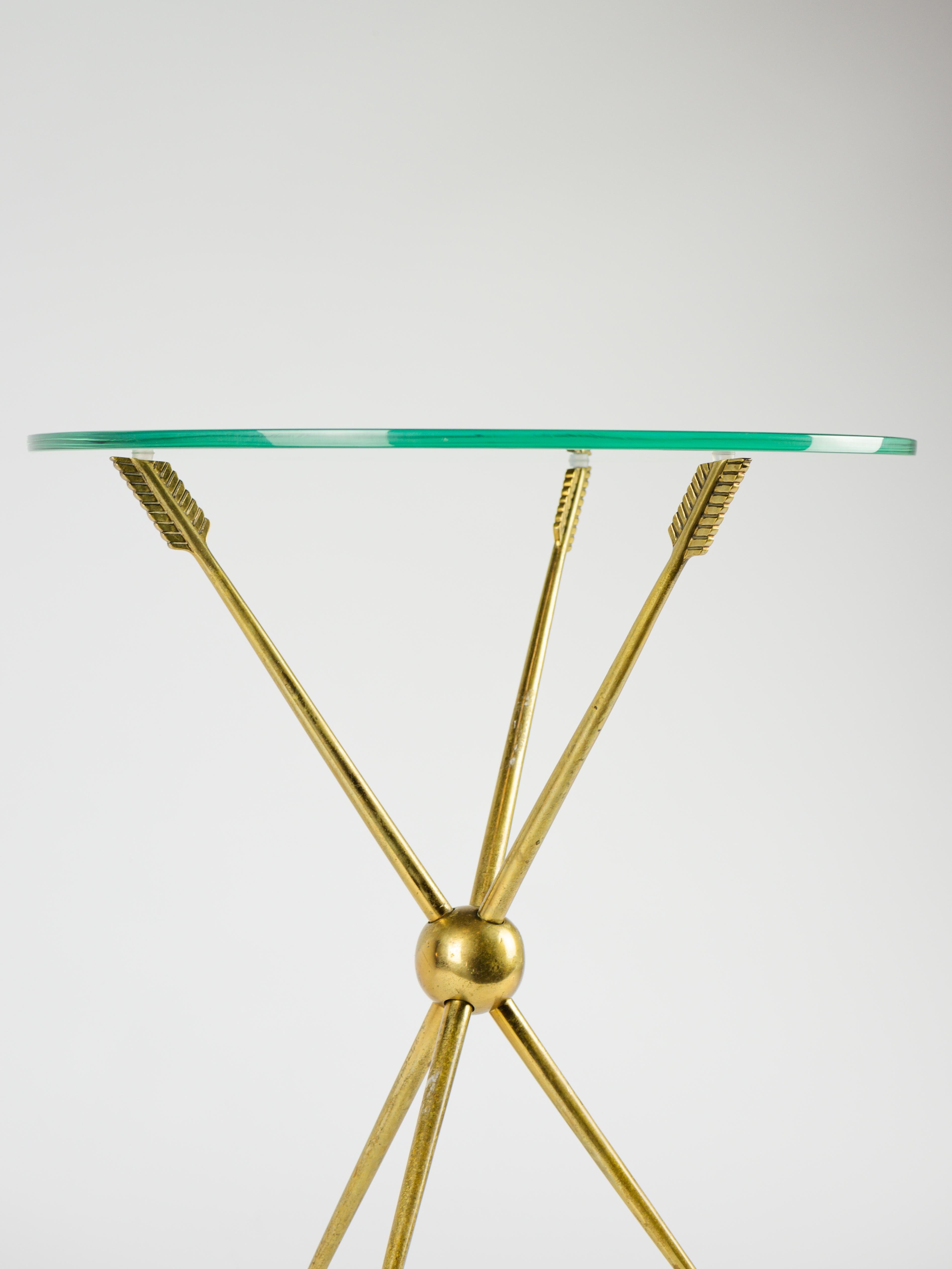 Brass and glass italian mid century side table For Sale 2