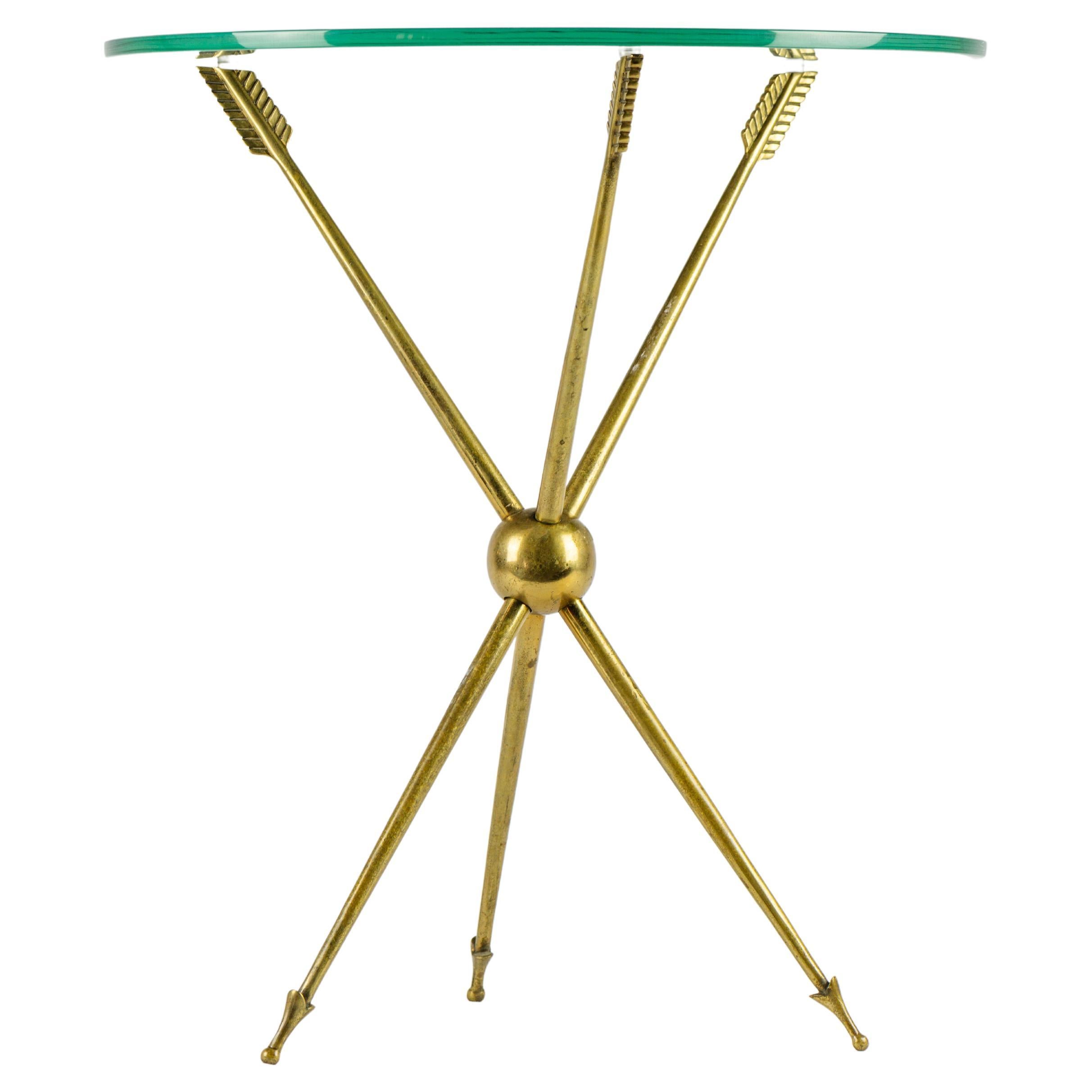 Brass and glass italian mid century side table For Sale
