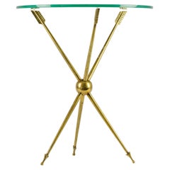 Brass and glass italian mid century side table
