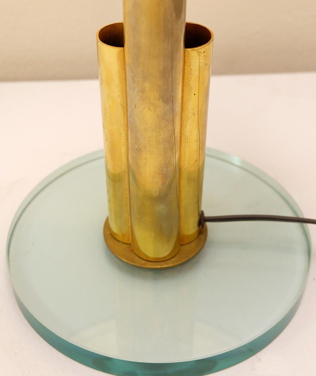 Brass and glass Italian table lamp attributed to Fontana Arte.