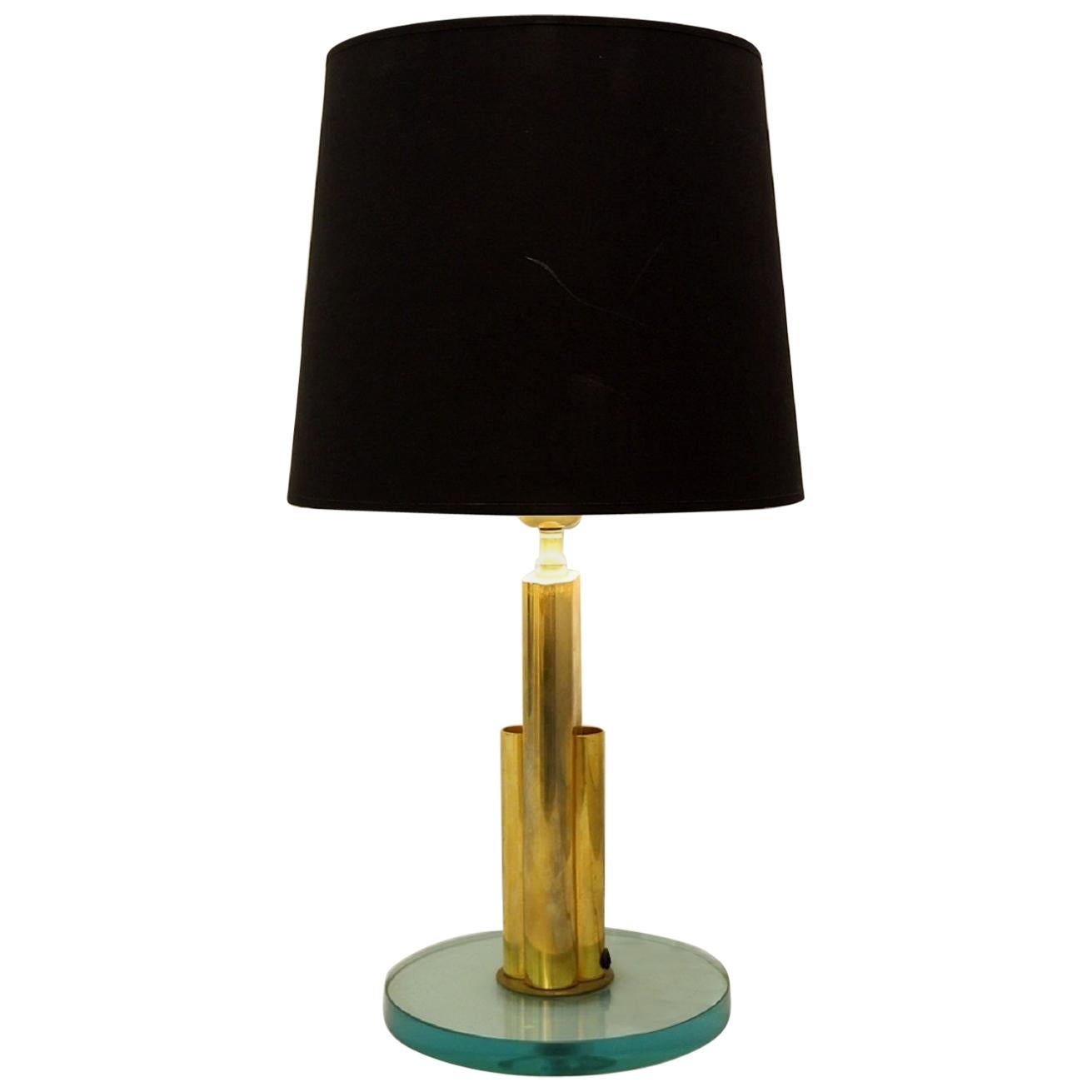 Brass and Glass Italian Table Lamp Attributed to Fontana Arte