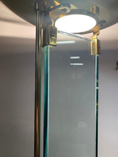 Brass and Glass Italian Torcher, Floor Lamp, Attributed to Mauro Martini