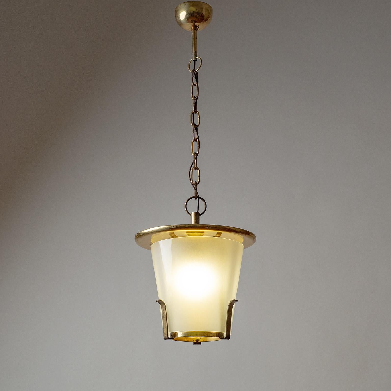 Frosted Brass and Glass Lantern, 1930s