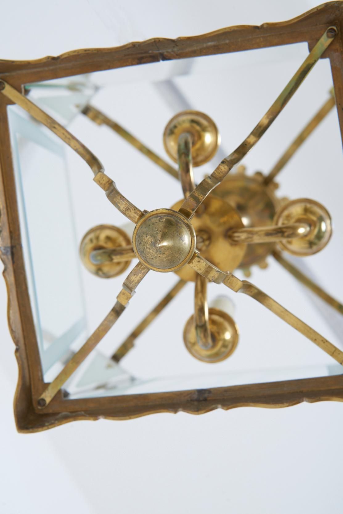 Laterne aus Messing und Glas im Angebot 4