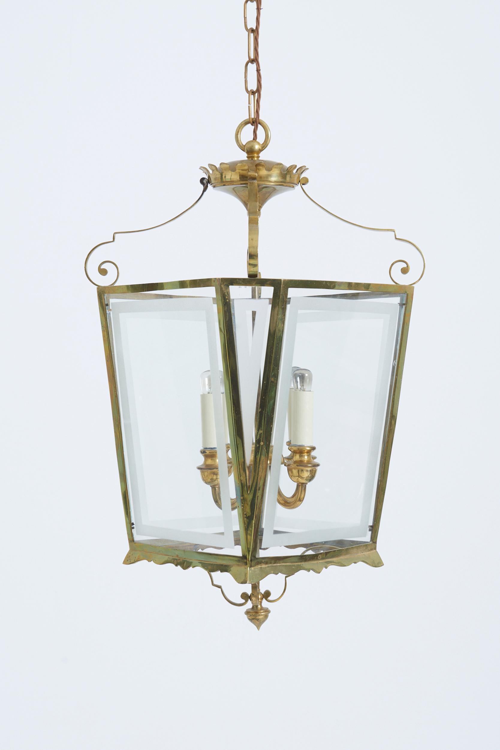 Laterne aus Messing und Glas (Moderne der Mitte des Jahrhunderts) im Angebot