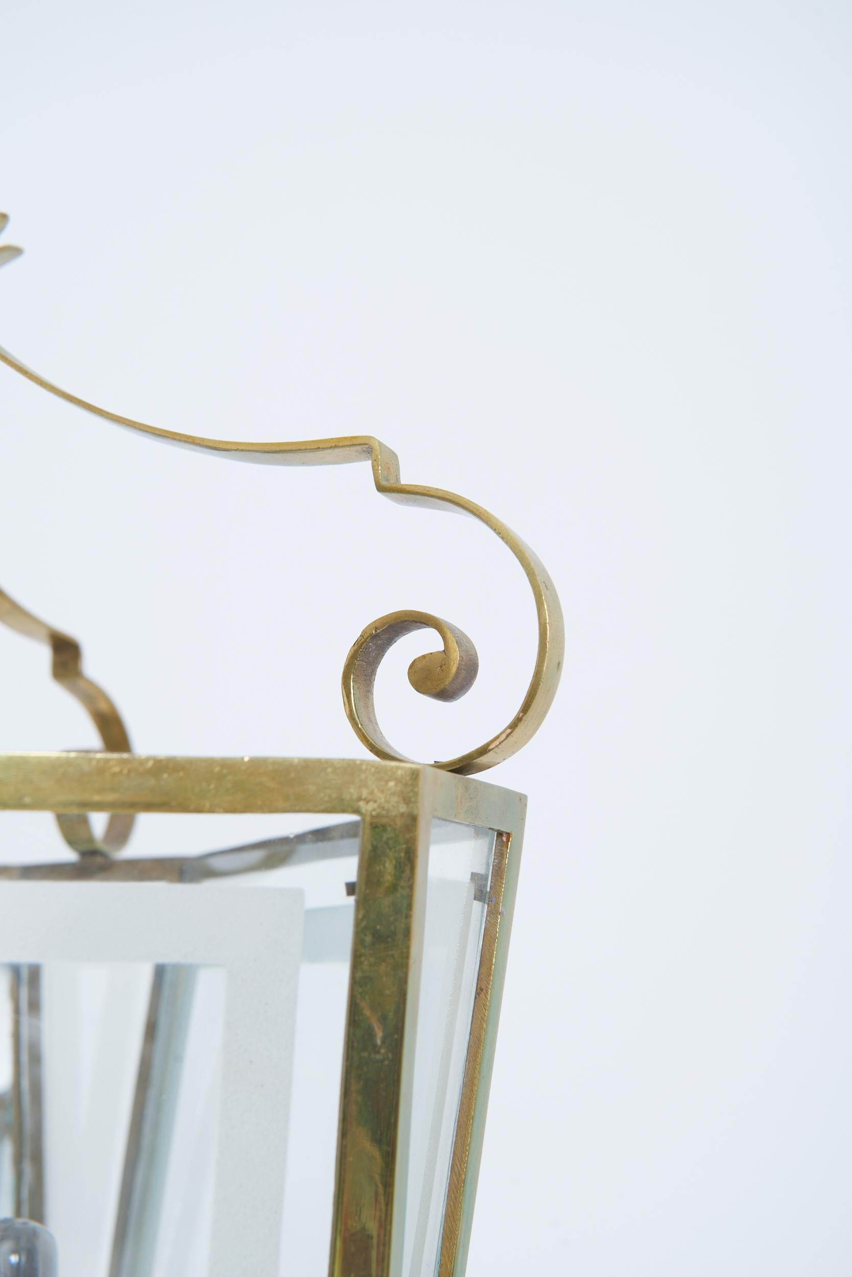 Laterne aus Messing und Glas im Angebot 1