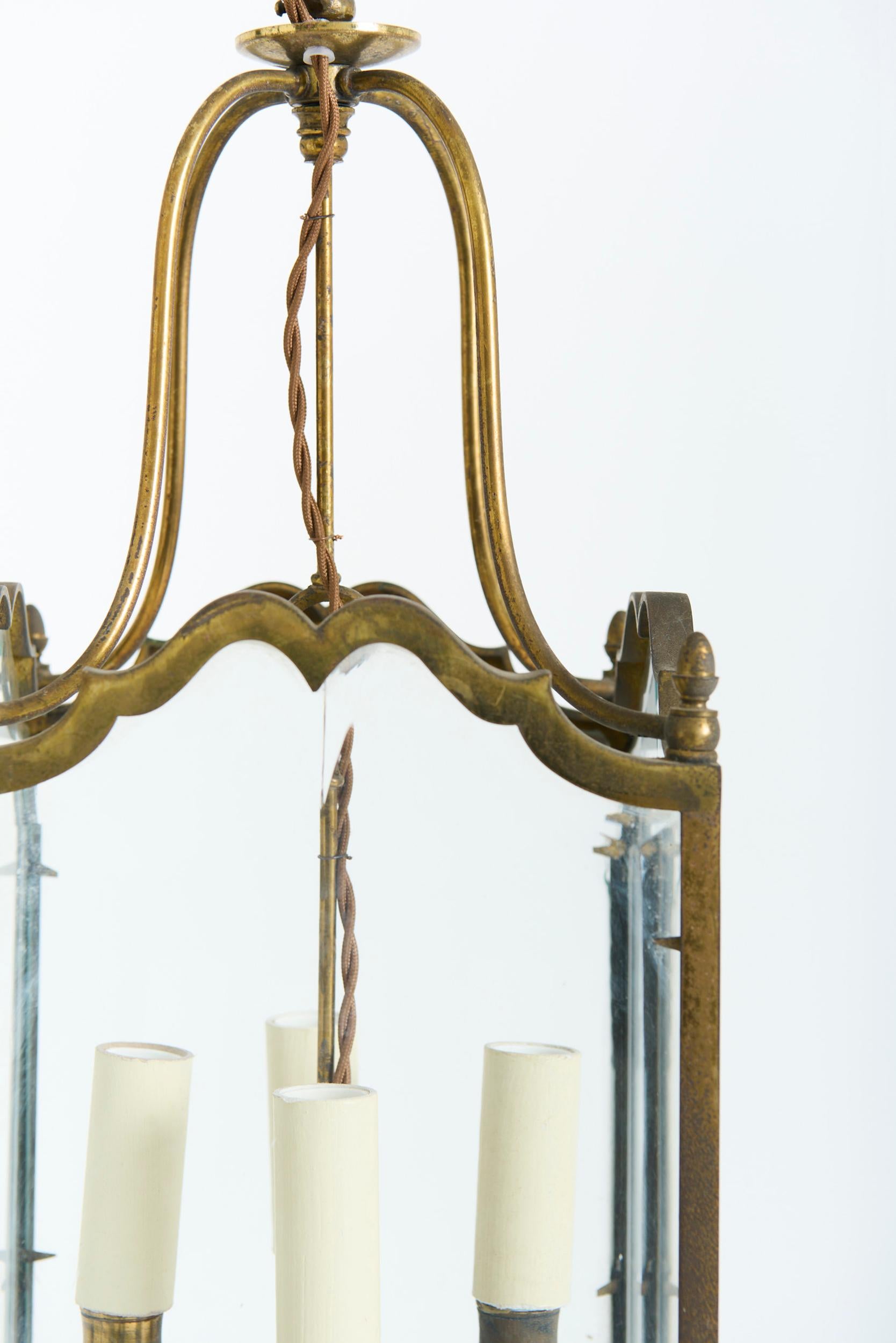 Brass and Glass Lantern For Sale 3
