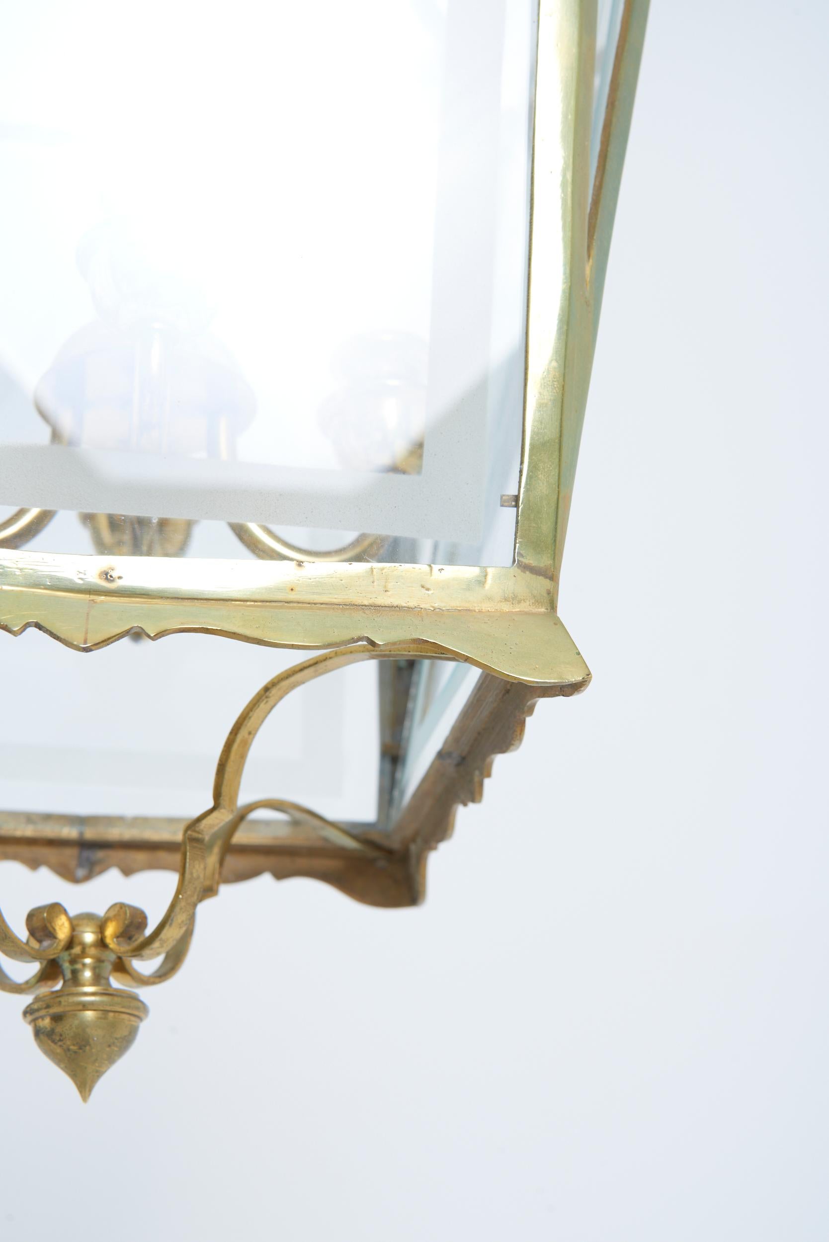 Laterne aus Messing und Glas im Angebot 2