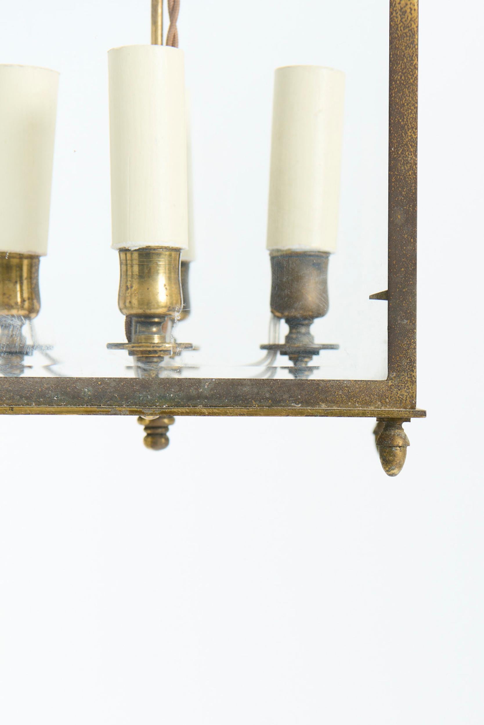 Brass and Glass Lantern For Sale 4