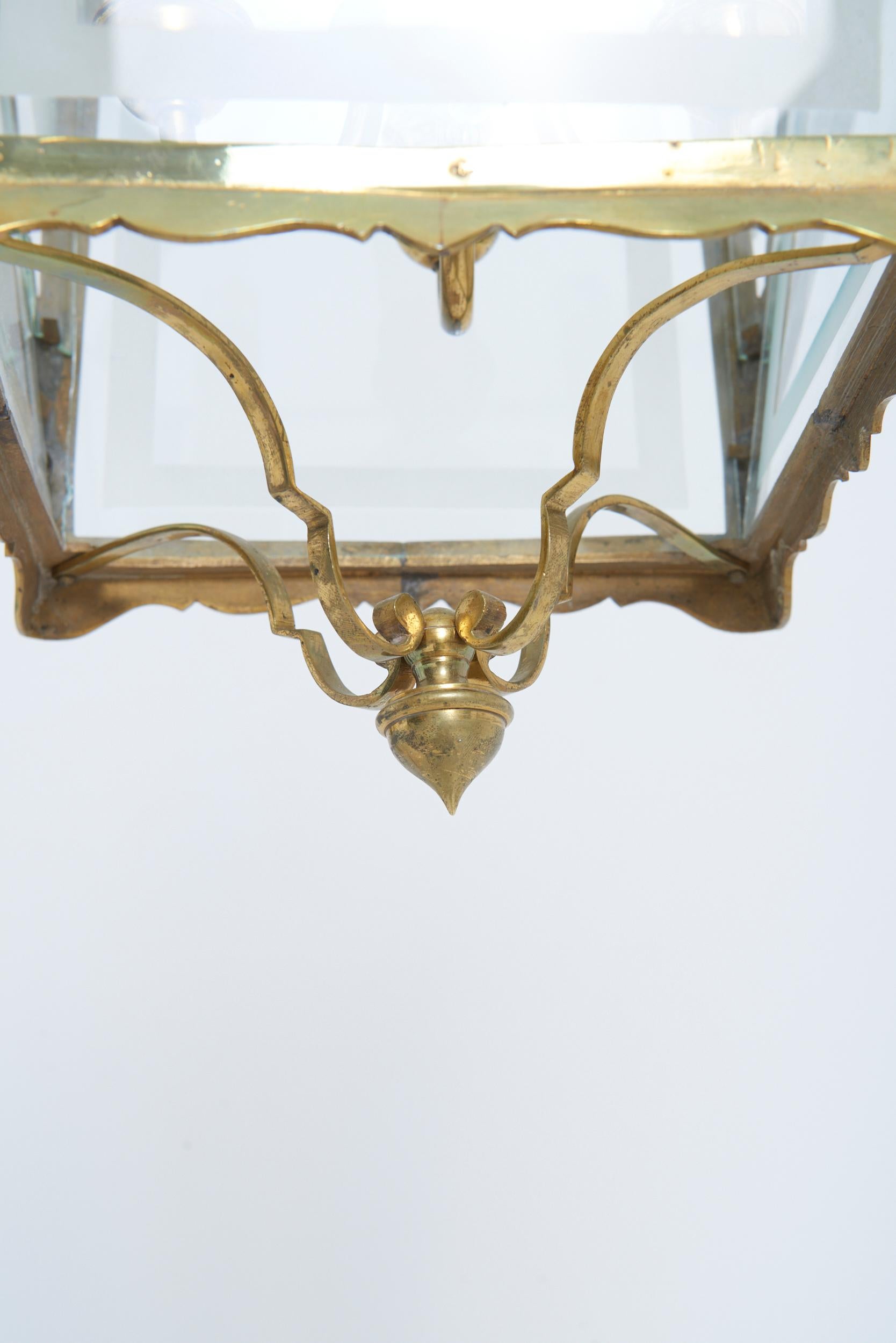 Laterne aus Messing und Glas im Angebot 3