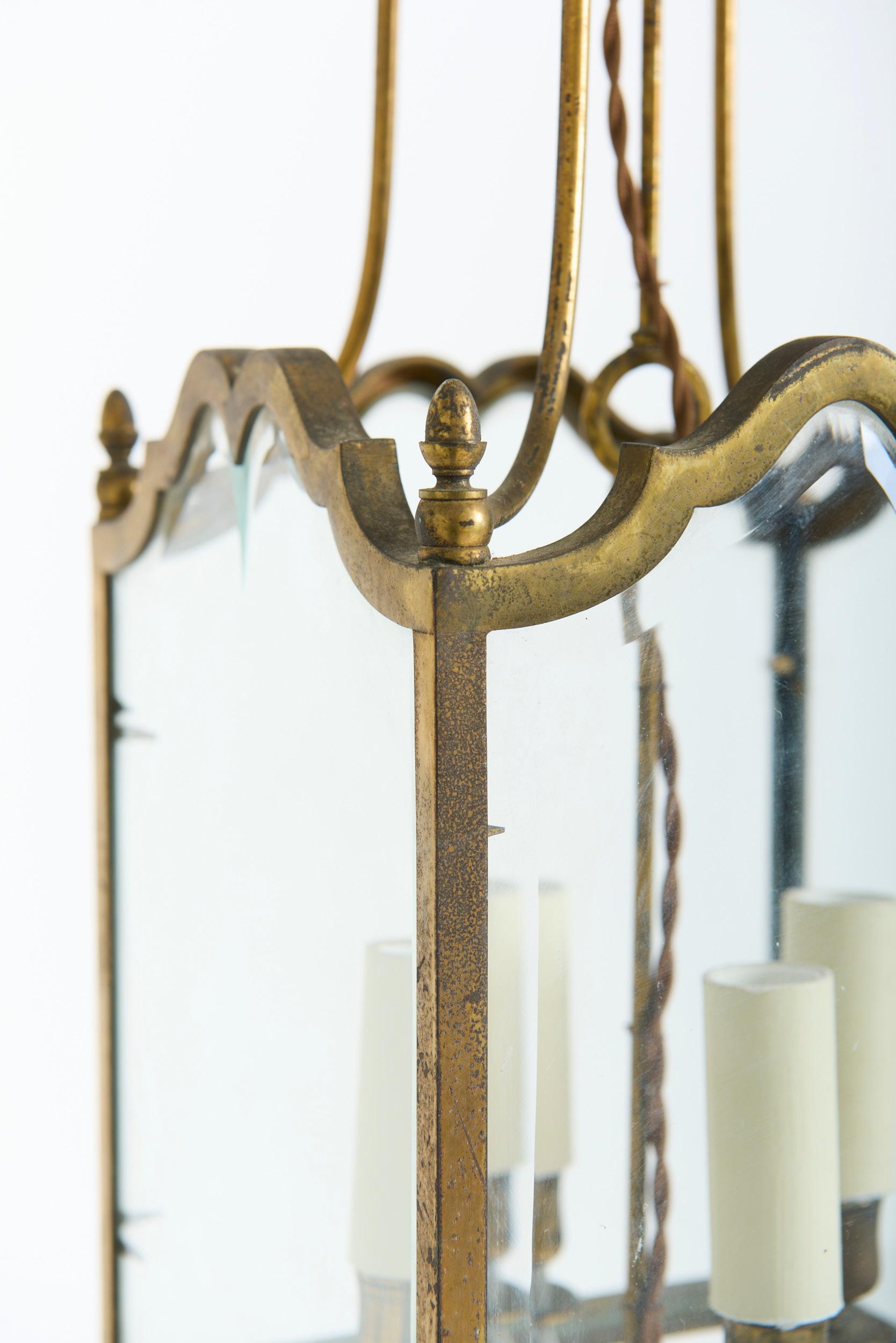 Brass and Glass Lantern For Sale 5