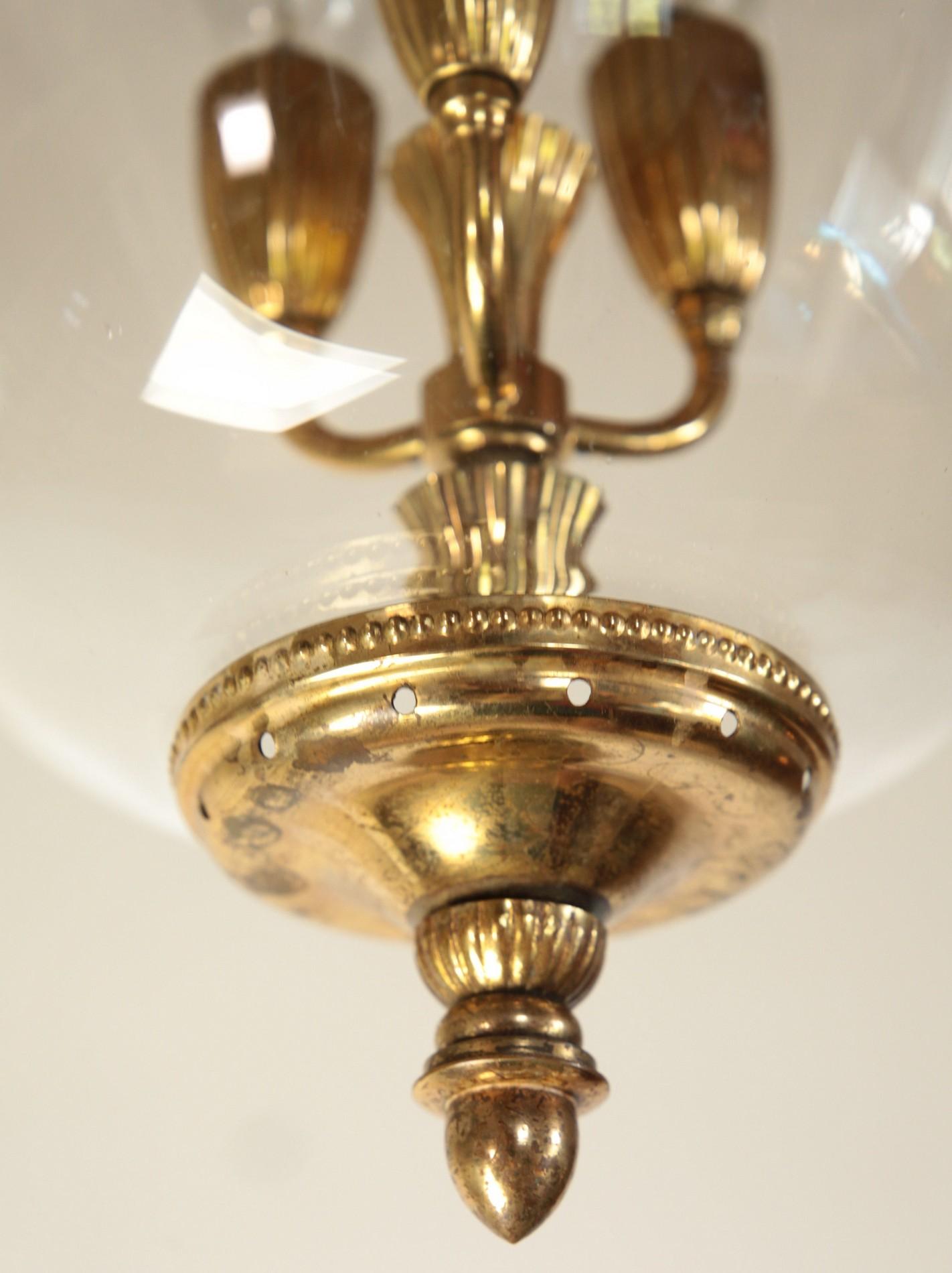 Brass and Glass Lantern, Italian, Three-Light 6