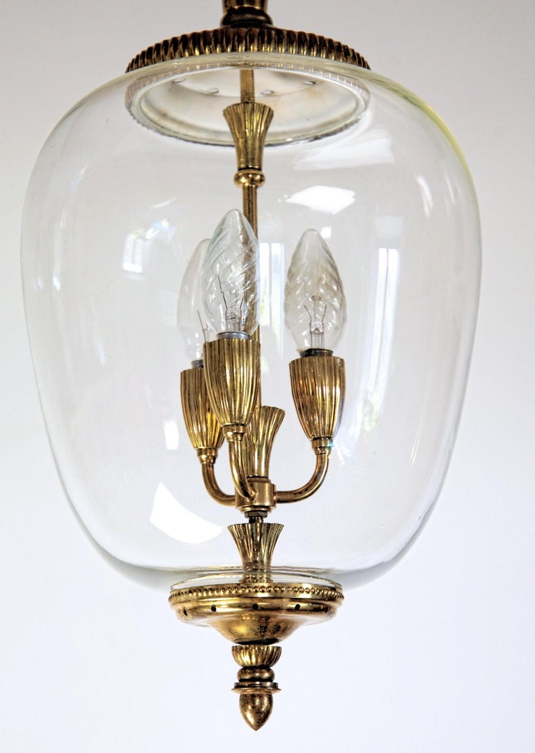 Brass and Glass Lantern, Italian, Three-Light For Sale 7