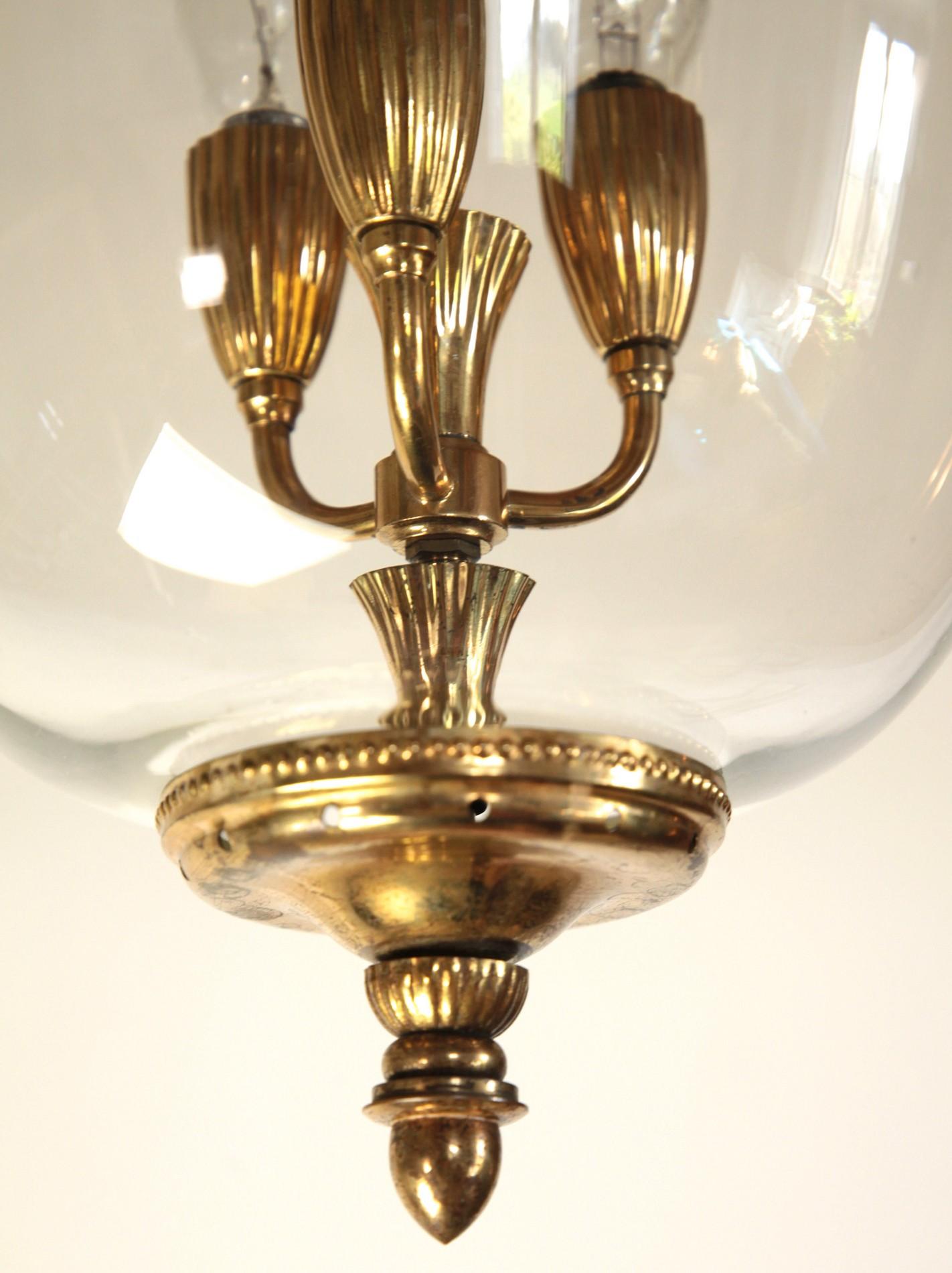 Brass and Glass Lantern, Italian, Three-Light 8