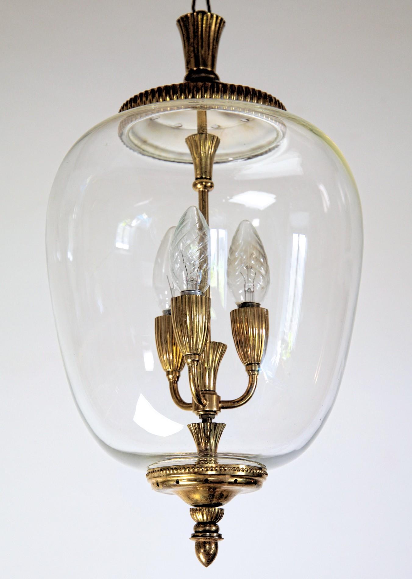 Brass and Glass Lantern, Italian, Three-Light 9