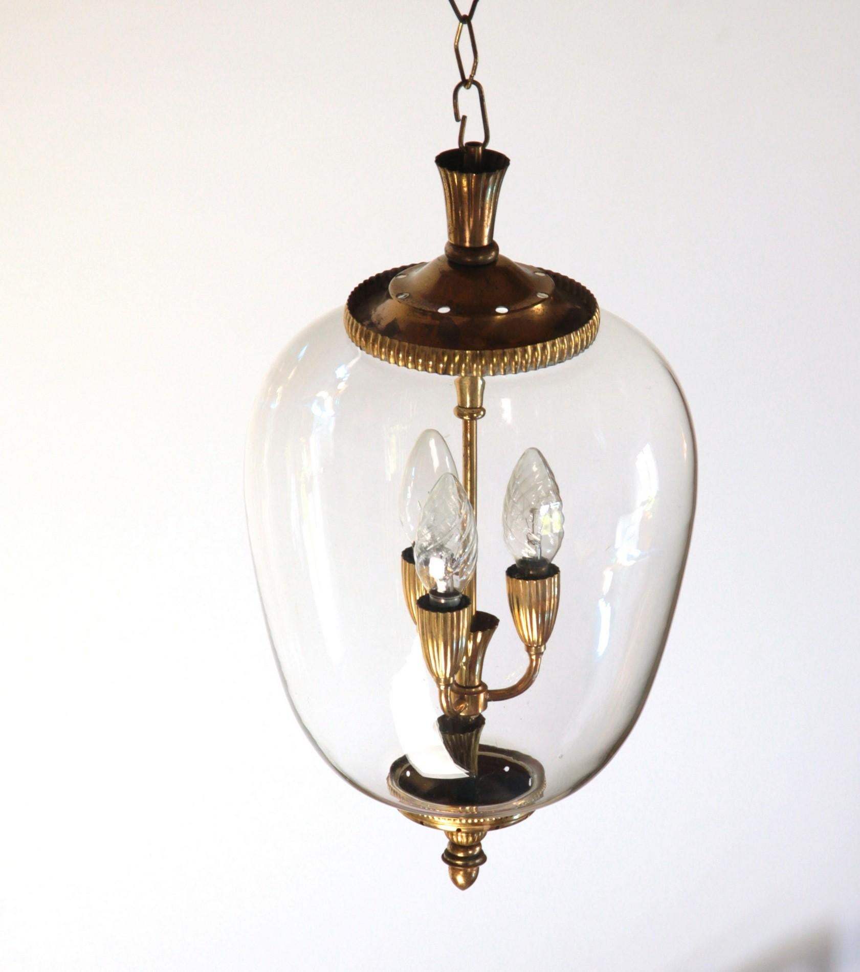 Brass and Glass Lantern, Italian, Three-Light 10
