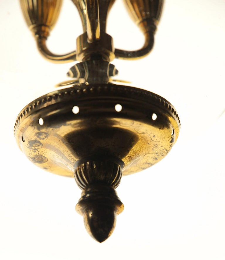 Brass and Glass Lantern, Italian, Three-Light For Sale 11