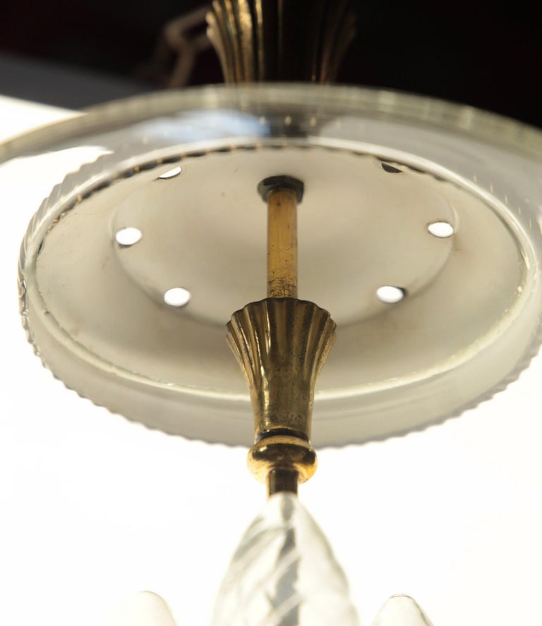 Brass and Glass Lantern, Italian, Three-Light For Sale 12