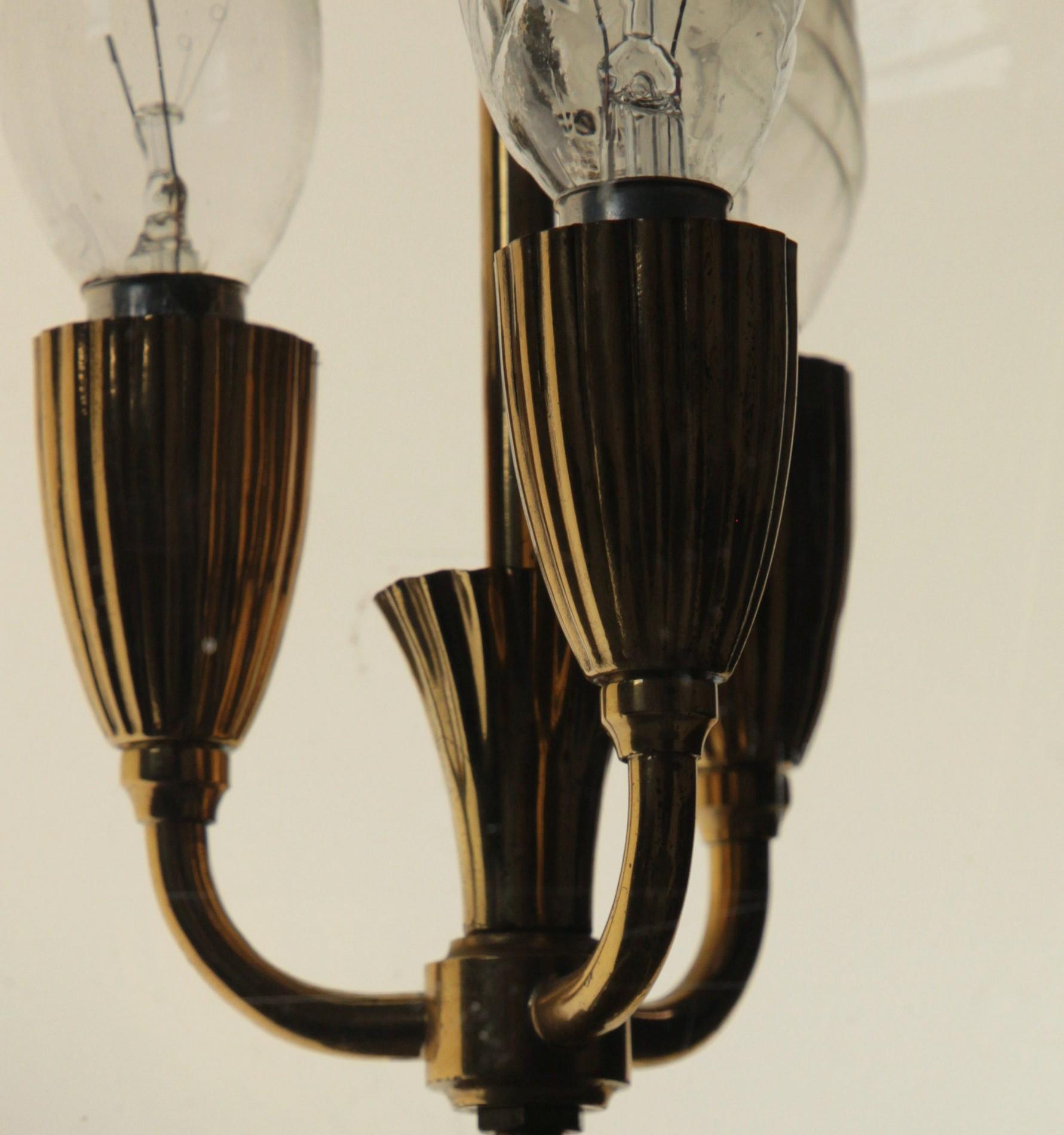 Brass and Glass Lantern, Italian, Three-Light 13