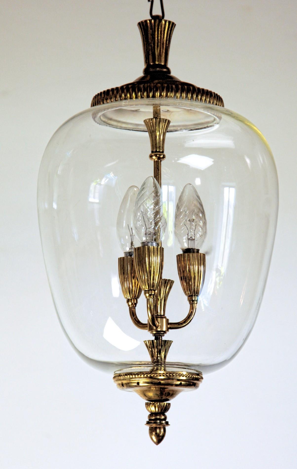 Brass and Glass Lantern, Italian, Three-Light 15