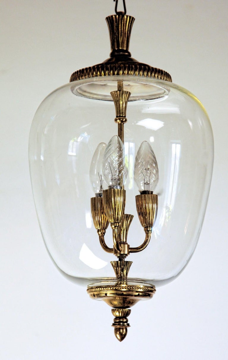 Brass and Glass Lantern, Italian, Three-Light For Sale 15