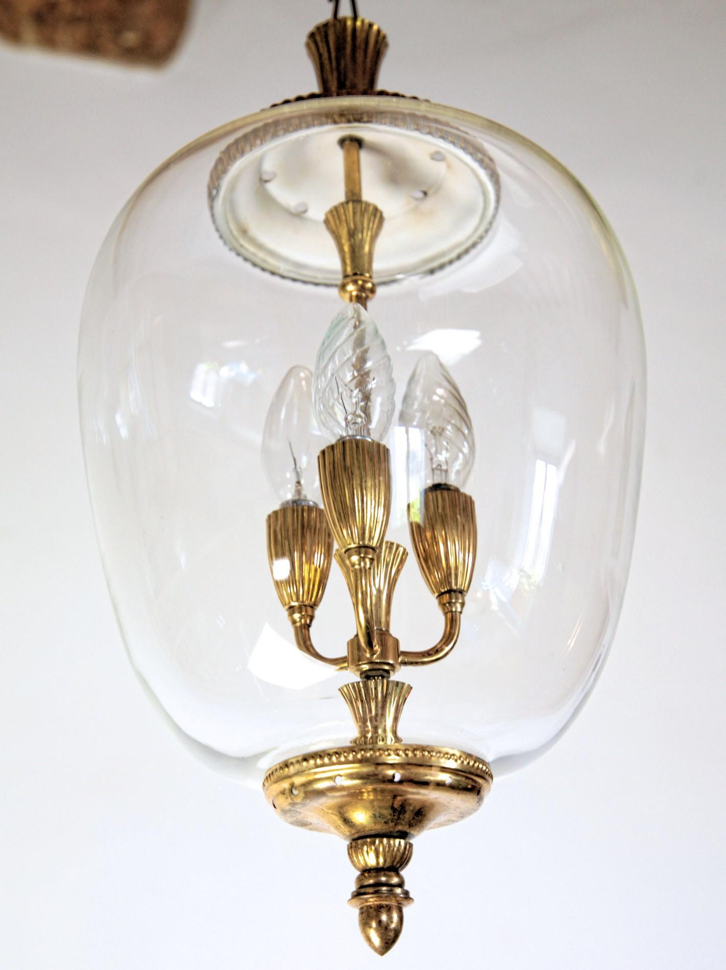 Brass and Glass Lantern, Italian, Three-Light 3